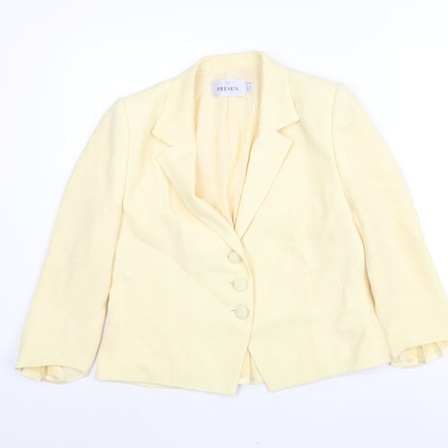 Presen De Luxe Womens Yellow Jacket Size 14 Button - Vented Cuffs