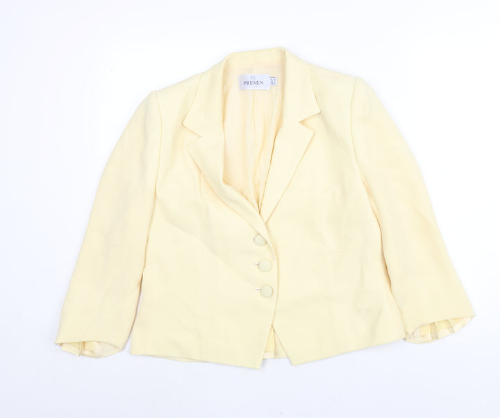 Presen De Luxe Womens Yellow Jacket Size 14 Button - Vented Cuffs