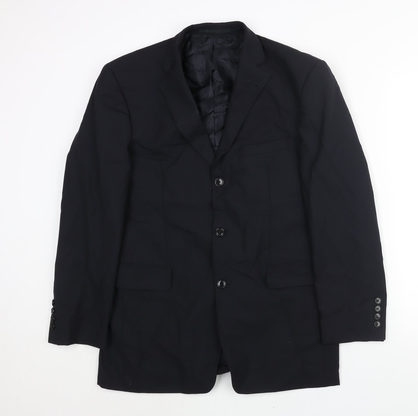 Benvenuto Mens Black Wool Jacket Suit Jacket Size 42 Regular