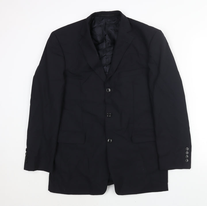 Benvenuto Mens Black Wool Jacket Suit Jacket Size 42 Regular