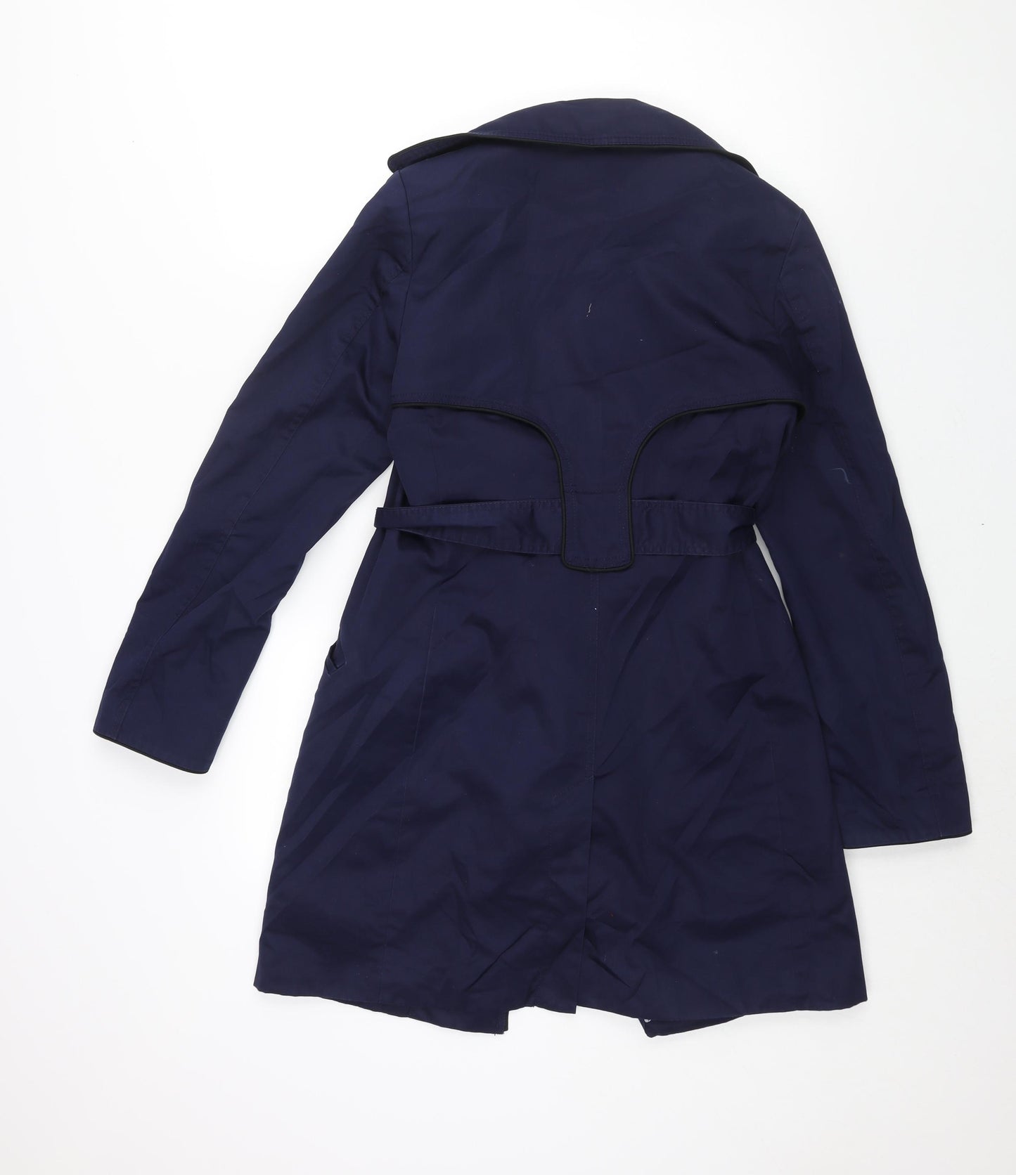 H&M Womens Blue Trench Coat Coat Size 10 Button - Belted