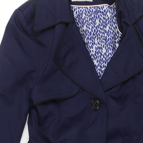 H&M Womens Blue Trench Coat Coat Size 10 Button - Belted