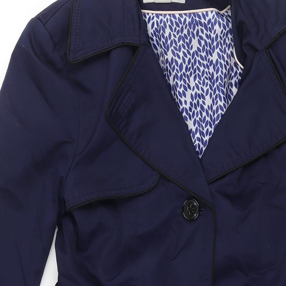H&M Womens Blue Trench Coat Coat Size 10 Button - Belted