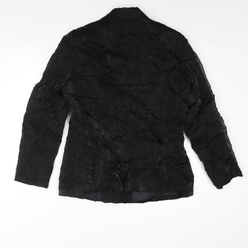 Ambiente Womens Black Jacket Size 12 Button - Crinkle Look