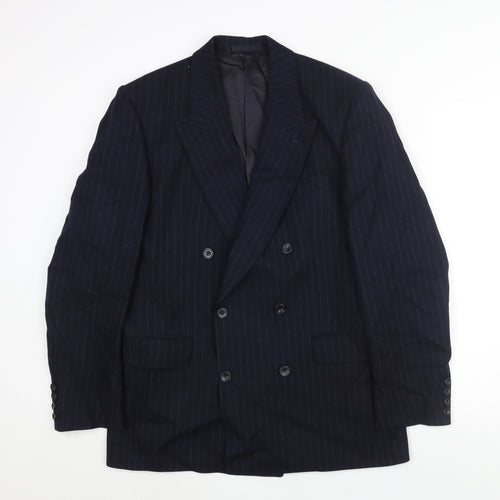 George Arthur Dunn Mens Blue Striped Wool Jacket Suit Jacket Size 40 Regular