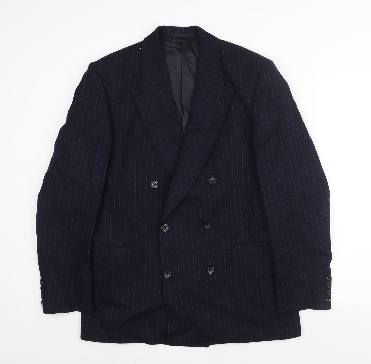 George Arthur Dunn Mens Blue Striped Wool Jacket Suit Jacket Size 40 Regular