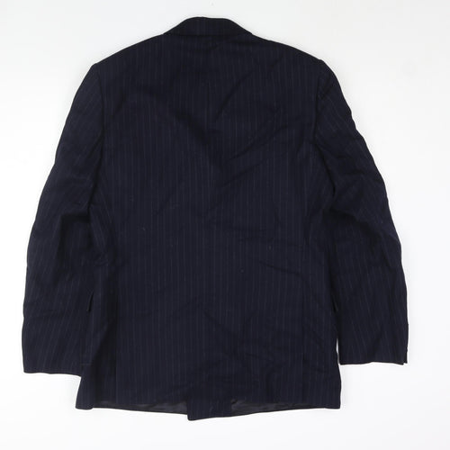 George Arthur Dunn Mens Blue Striped Wool Jacket Suit Jacket Size 40 Regular