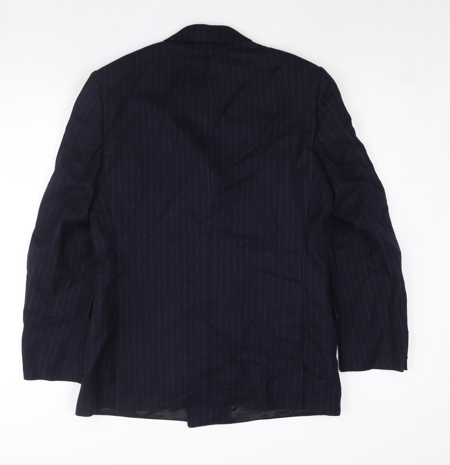 George Arthur Dunn Mens Blue Striped Wool Jacket Suit Jacket Size 40 Regular