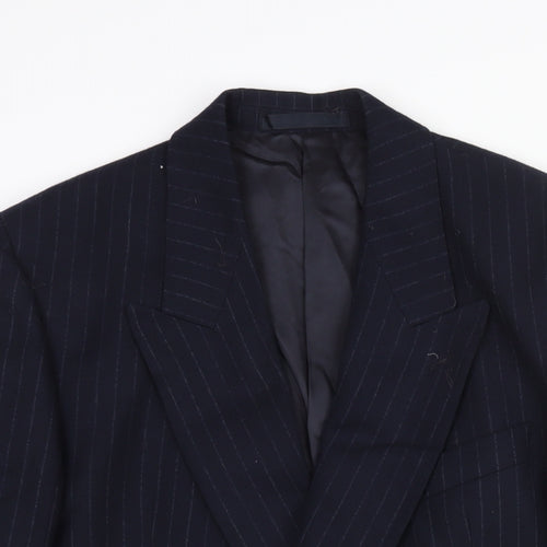 George Arthur Dunn Mens Blue Striped Wool Jacket Suit Jacket Size 40 Regular