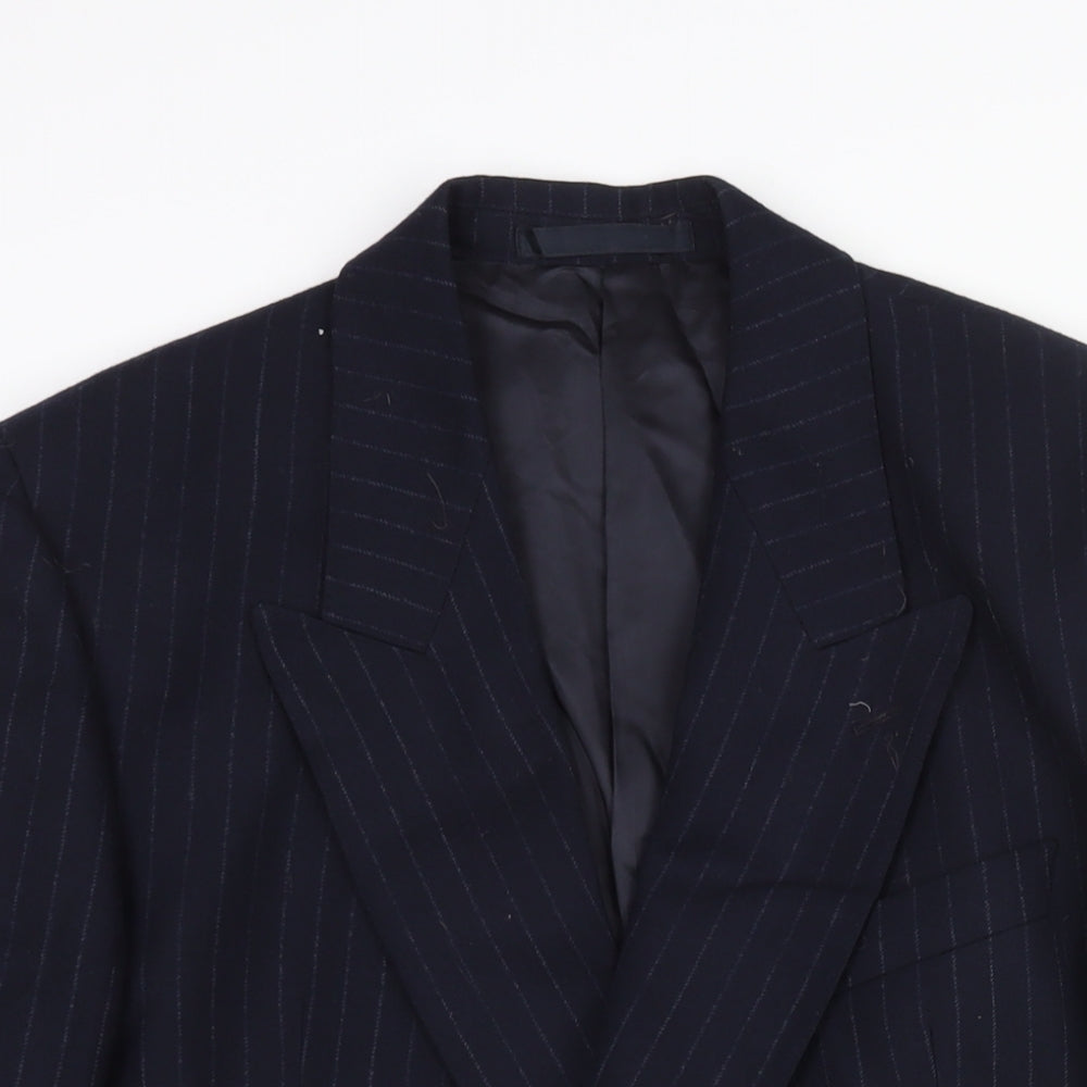 George Arthur Dunn Mens Blue Striped Wool Jacket Suit Jacket Size 40 Regular