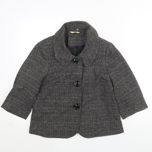Editions Womens Black Pea Coat Coat Size 12 Button