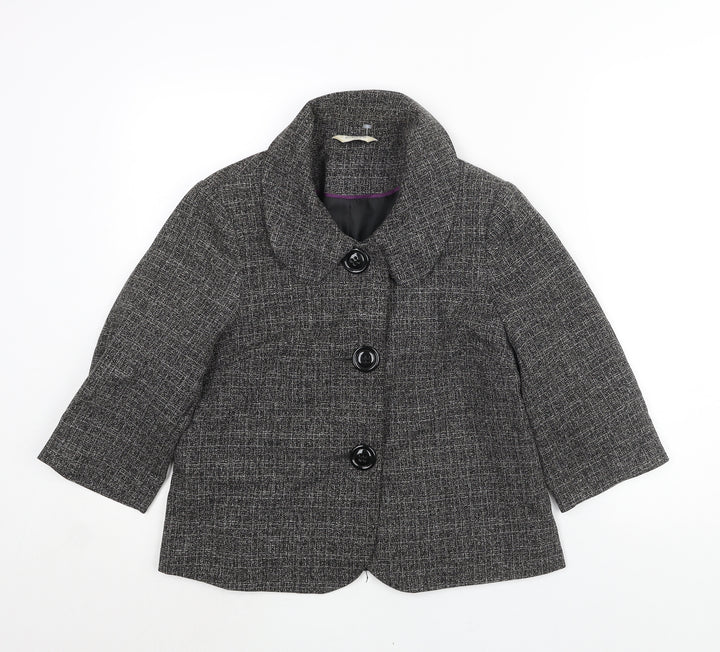 Editions Womens Black Pea Coat Coat Size 12 Button
