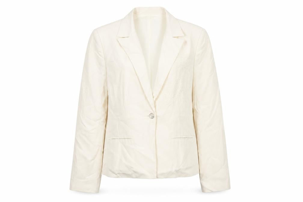 Monsoon Womens Ivory Jacket Blazer Size 12 Button - Floral Beading Emboirdery Detail