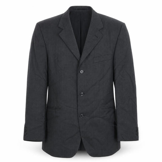 Front view of Burton men’s grey polyester jacket suit jacket, size 40, regular