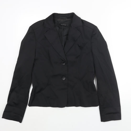 Oui Womens Black Cotton Jacket Suit Jacket Size 12