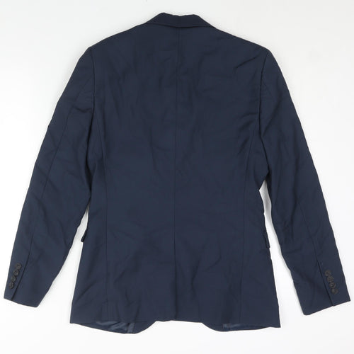 Topman Mens Blue Polyester Jacket Suit Jacket Size 36 Regular