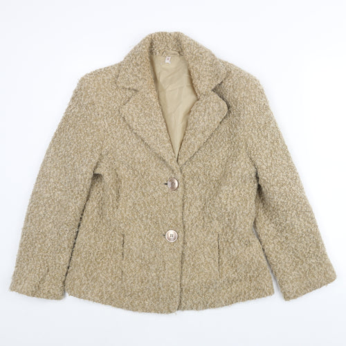 EWM Womens Beige Jacket Size 12 Button - Textured