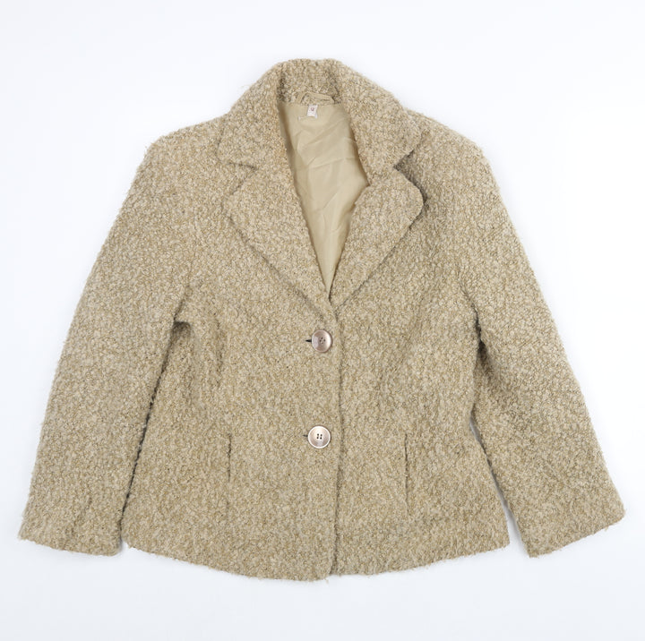 EWM Womens Beige Jacket Size 12 Button - Textured