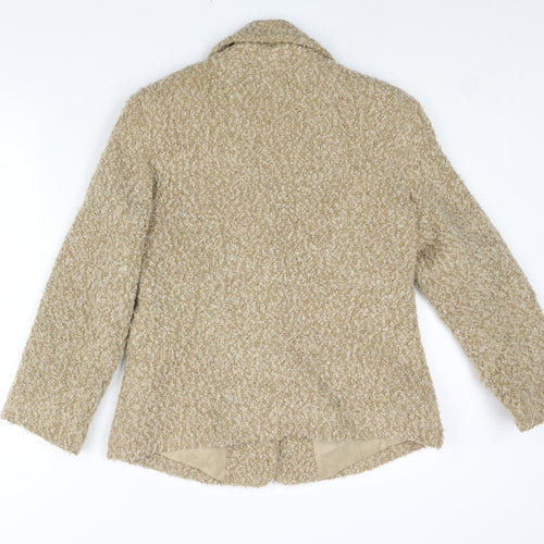 EWM Womens Beige Jacket Size 12 Button - Textured