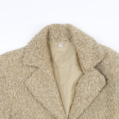 EWM Womens Beige Jacket Size 12 Button - Textured