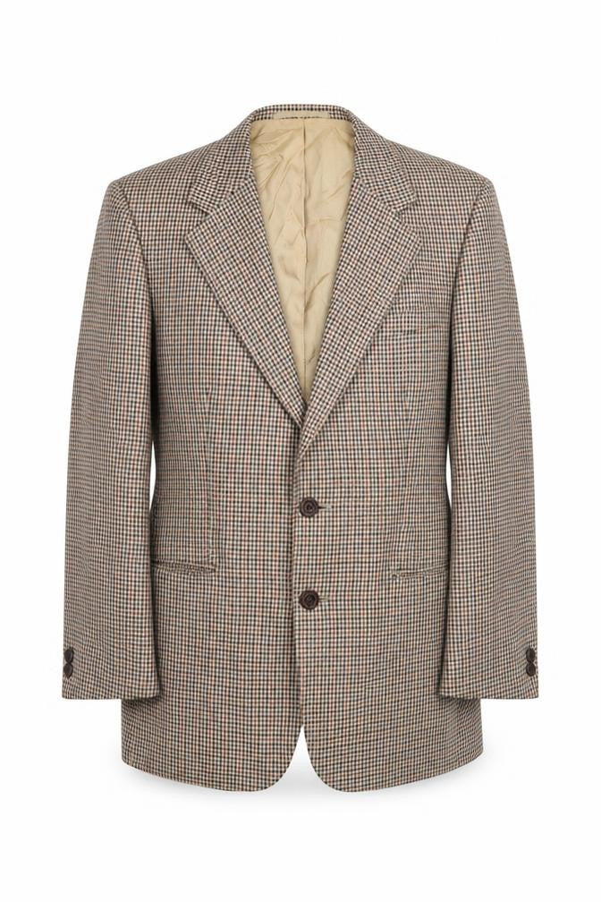 Front view of St Michael men’s brown houndstooth polyester jacket suit jacket, size 38, regular -, size 37-28