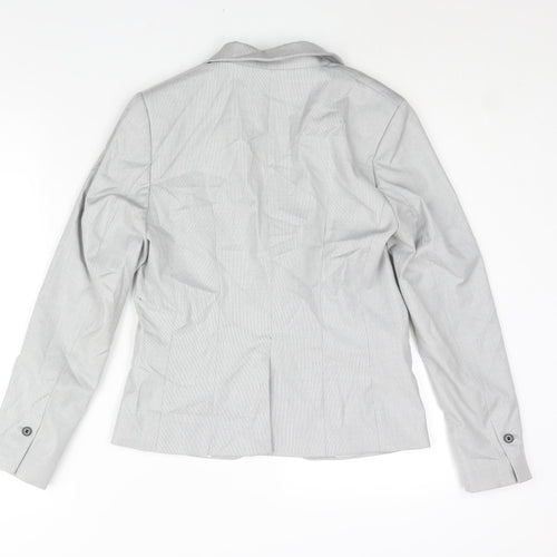 H&M Womens Grey Polyester Jacket Suit Jacket Size 10