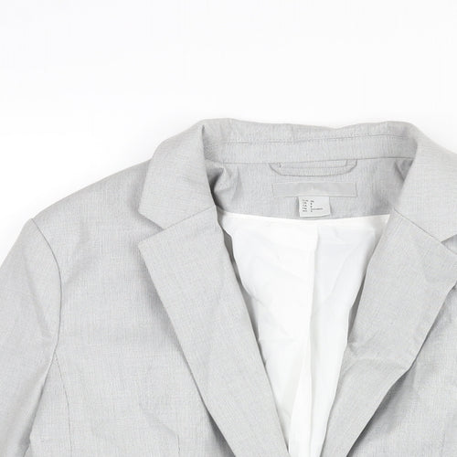 H&M Womens Grey Polyester Jacket Suit Jacket Size 10