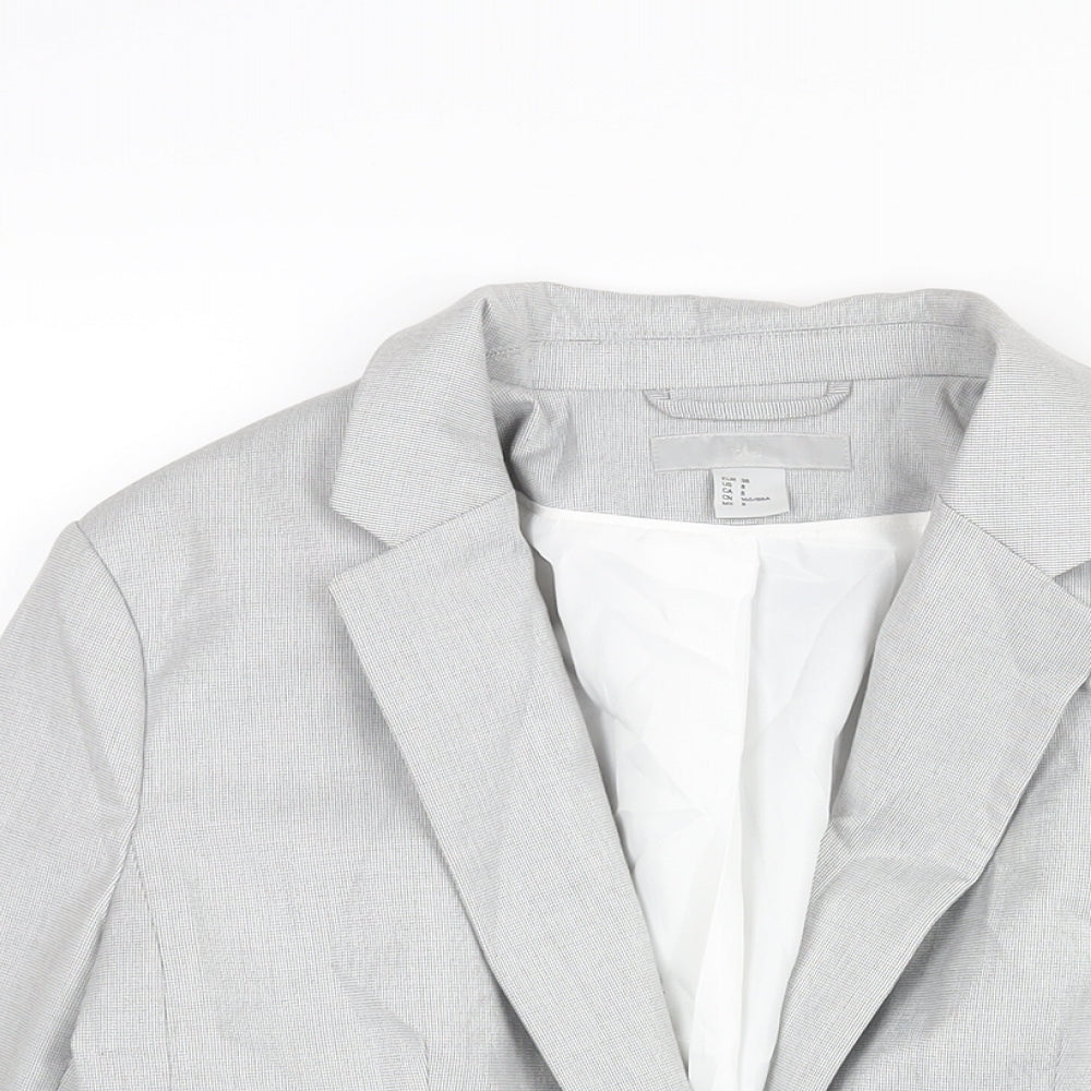 H&M Womens Grey Polyester Jacket Suit Jacket Size 10