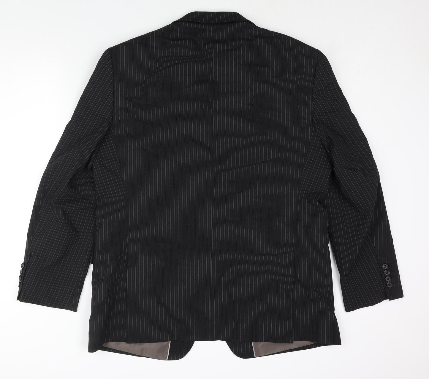 Marks and Spencer Mens Black Striped Polyester Jacket Suit Jacket Size 44 Regular