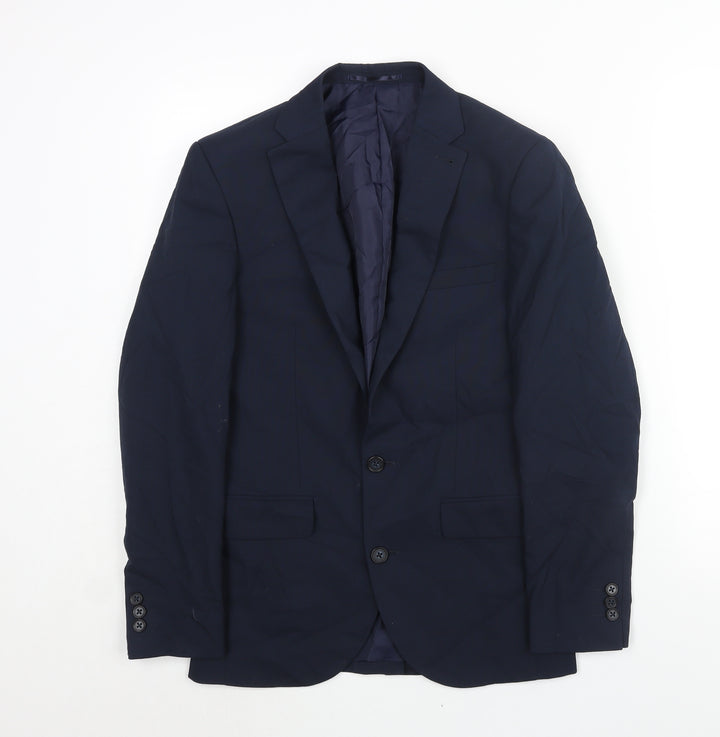 Ventura Mens Blue Polyester Jacket Suit Jacket Size 34 Regular