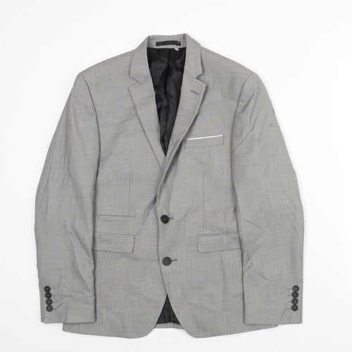 Burton Mens Grey Polyester Jacket Suit Jacket Size 36 Regular