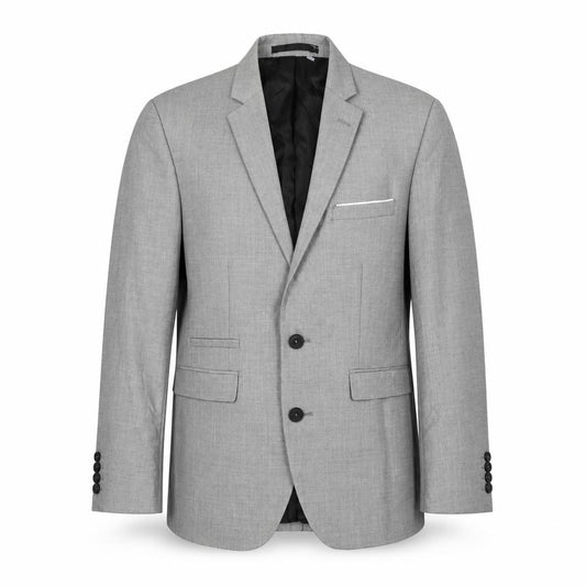 Front view of Burton men’s grey polyester jacket suit jacket, size 36, regular