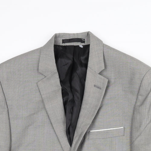 Burton Mens Grey Polyester Jacket Suit Jacket Size 36 Regular