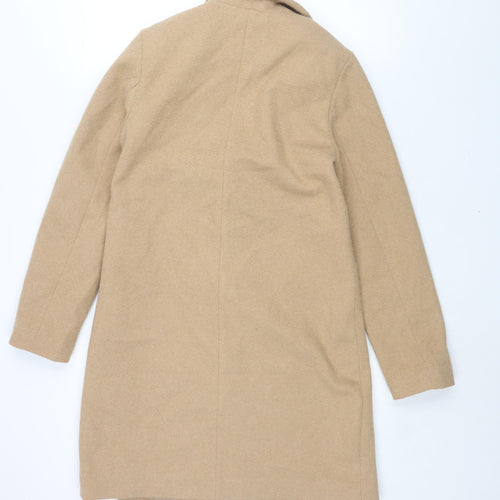 New Look Womens Beige Overcoat Coat Size 6 Button