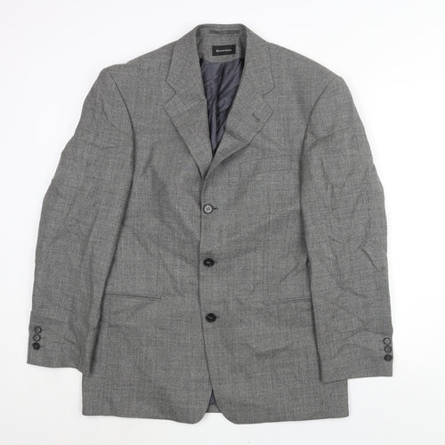 Benvenuto Mens Grey Wool Jacket Suit Jacket Size 40 Regular