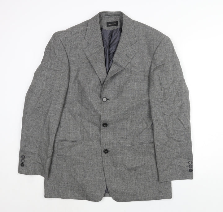 Benvenuto Mens Grey Wool Jacket Suit Jacket Size 40 Regular