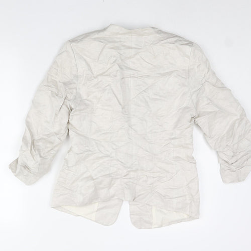 H&M Womens Beige Jacket Size 12 Hook & Eye - Rouched Sleeve