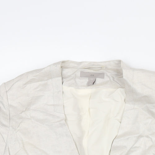 H&M Womens Beige Jacket Size 12 Hook & Eye - Rouched Sleeve