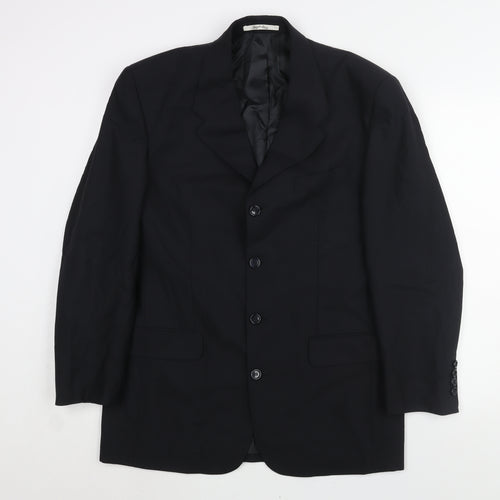 C&A Mens Black Wool Jacket Suit Jacket Size 40 Regular