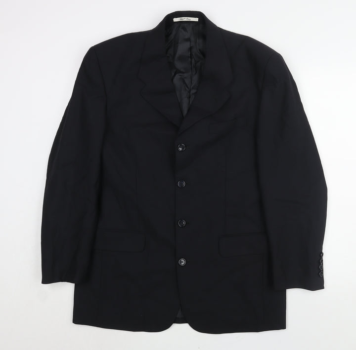 C&A Mens Black Wool Jacket Suit Jacket Size 40 Regular