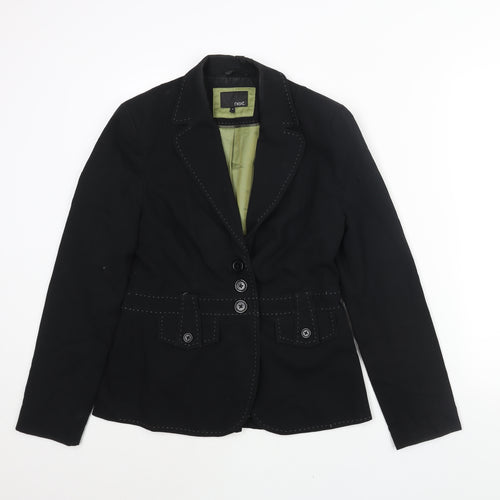 NEXT Womens Black Polyester Jacket Suit Jacket Size 10 - Stitch Belt Detail