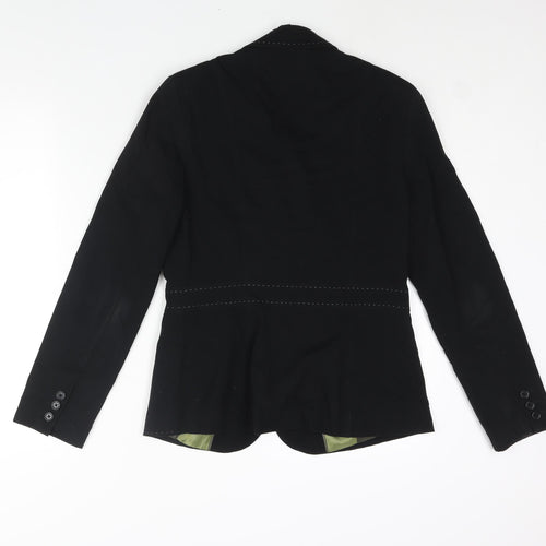 NEXT Womens Black Polyester Jacket Suit Jacket Size 10 - Stitch Belt Detail