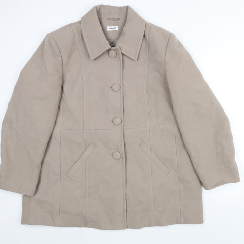 Damart Womens Beige Pea Coat Coat Size 26 Button
