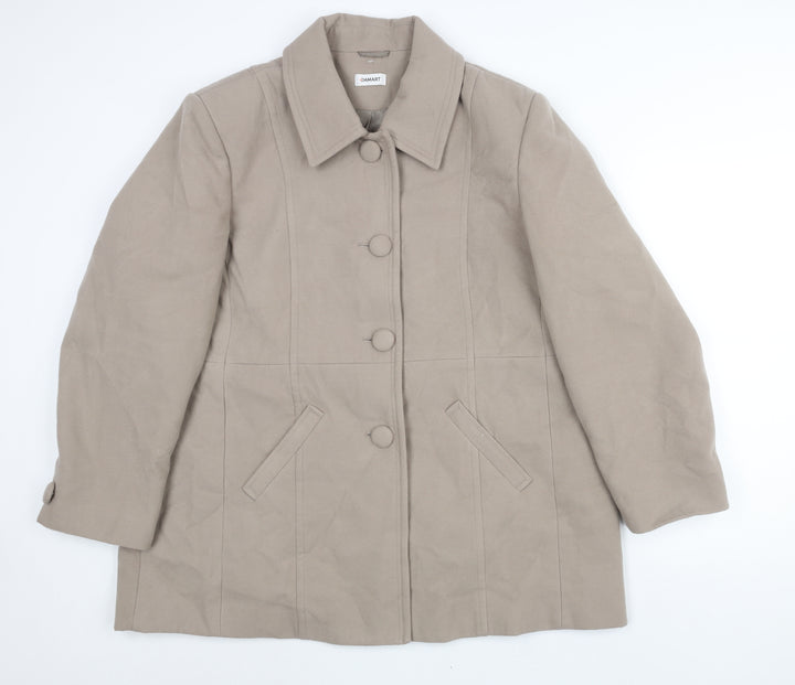 Damart Womens Beige Pea Coat Coat Size 26 Button