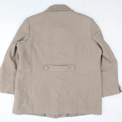 Damart Womens Beige Pea Coat Coat Size 26 Button