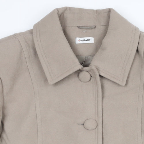 Damart Womens Beige Pea Coat Coat Size 26 Button