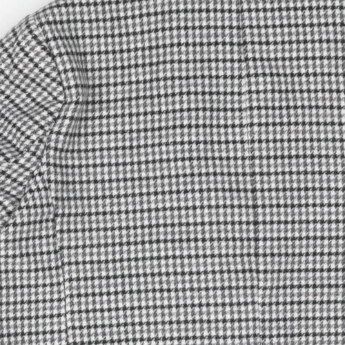 Marks and Womens Grey Check Pea Coat Coat Size 16 Button - Houndstooth Double Breasted