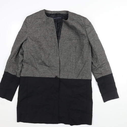 French Connection Womens Grey Overcoat Coat Size 12 Button - Colourblock