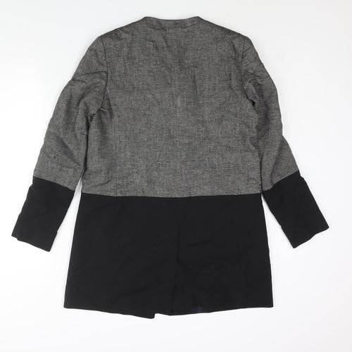 French Connection Womens Grey Overcoat Coat Size 12 Button - Colourblock