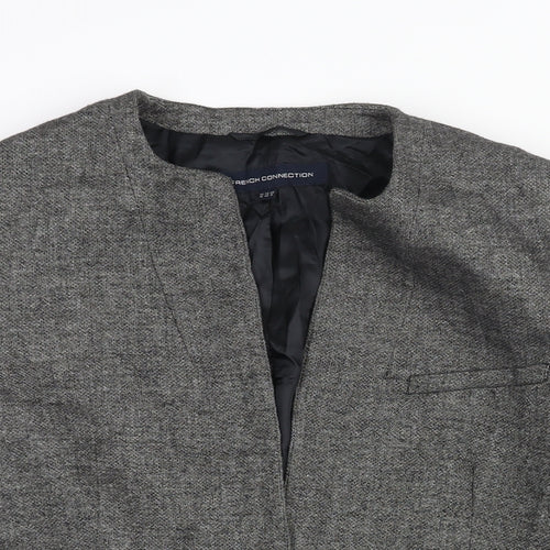 French Connection Womens Grey Overcoat Coat Size 12 Button - Colourblock